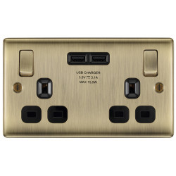 BG Nexus Antique Brass 2G Sw/Socket c/w 2xUSB