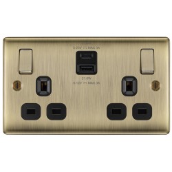 BG Nexus Antique Brass 2G Sw/Socket c/w 2xUSB