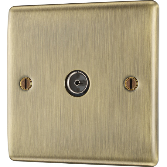 BG Nexus Antique Brass 1 Gang Co-Axial Socket