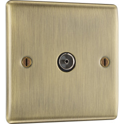 BG Nexus Antique Brass 1 Gang Co-Axial Socket