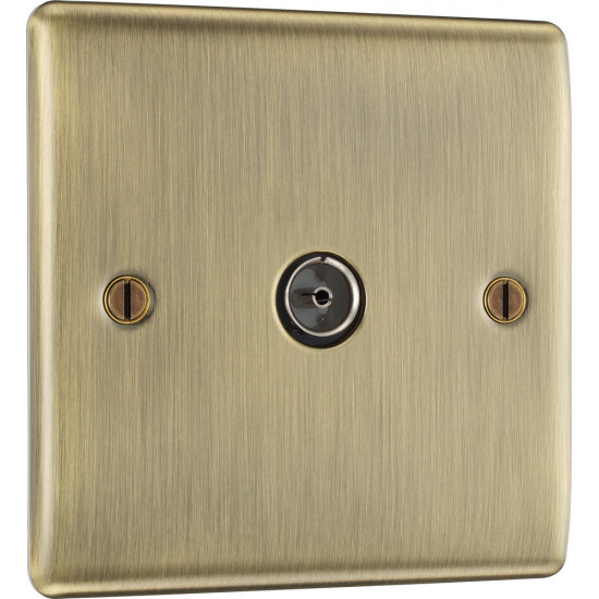 BG Nexus Antique Brass 1 Gang Co-Axial Socket