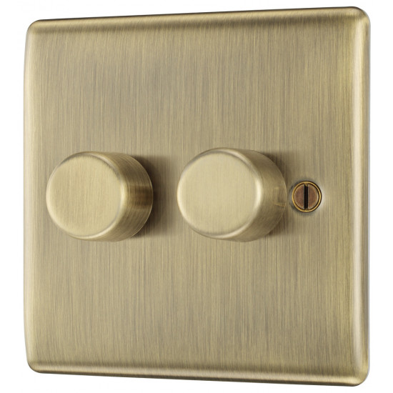 BG Nexus Antique Brass 2 Gang 2 Way Dimmer