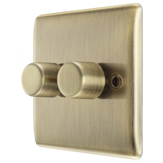 BG Nexus Antique Brass 2 Gang 2 Way Dimmer