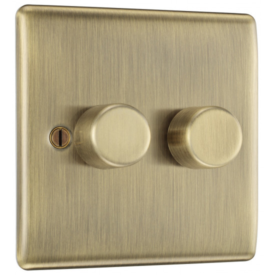 BG Nexus Antique Brass 2 Gang 2 Way Dimmer