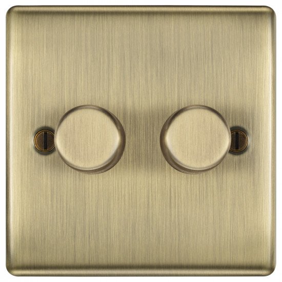 BG Nexus Antique Brass 2 Gang 2 Way Dimmer