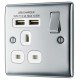 BG Nexus Polished Chrome 1G Switched Socket c/w 2xUSB