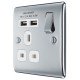 BG Nexus Polished Chrome 1G Switched Socket c/w 2xUSB