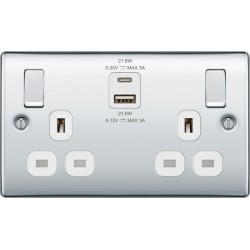 BG Nexus P/Chrome 2G Switched Socket USB A & C