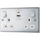 BG Nexus P/Chrome 2G Switched Socket USB A & C