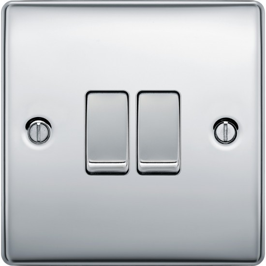 BG Nexus Polished Chrome 2 Gang 2 Way Switch