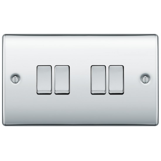 BG Nexus Polished Chrome 4 Gang 2 Way Switch BG Nexus Polished Chrome 4 Gang 2 Way Switch