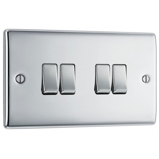 BG Nexus Polished Chrome 4 Gang 2 Way Switch BG Nexus Polished Chrome 4 Gang 2 Way Switch