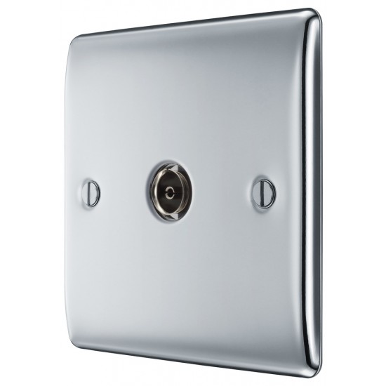 BG Nexus Polished Chrome 1 Gang Co-Axial Socket