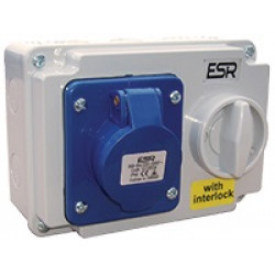 240v 3P 32amp Interlocked Socket-Blue