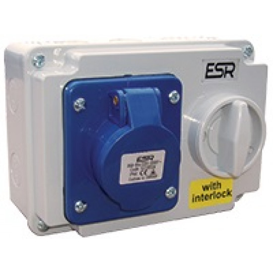 240v 3P 16amp Interlocked Socket-Blue