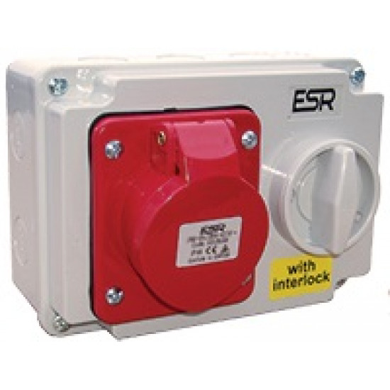 415v 5P 32amp Interlocked Socket-Red