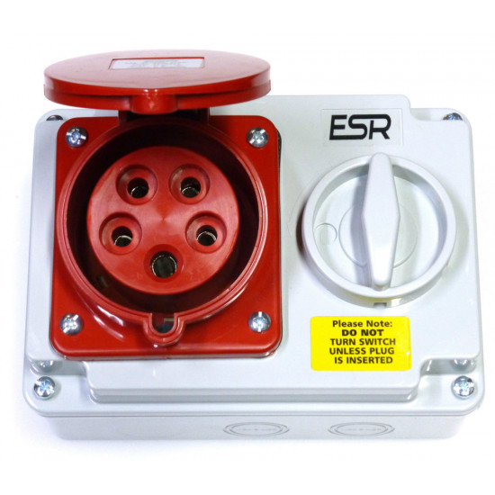 415v 4P 32amp Interlocked Socket-Red