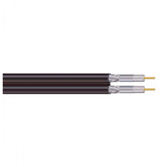 Dual RG6 Co-Axial Cable 1m Black
