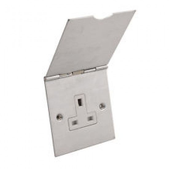 13amp 1G Floor Socket Satin Chrome