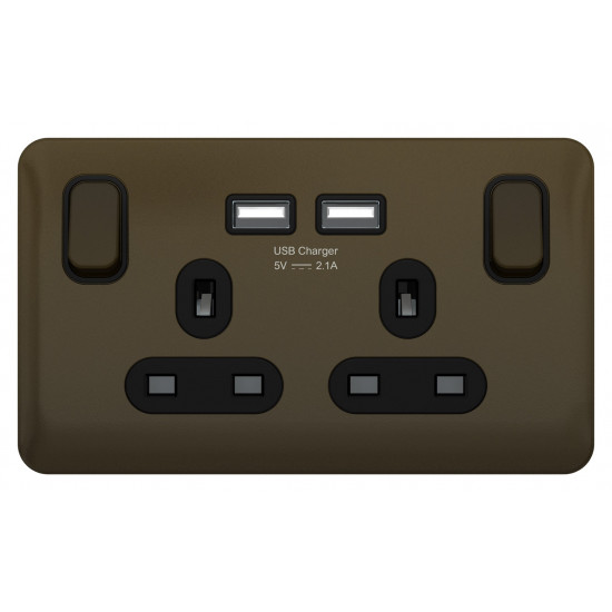 Lisse Mocha Bronze 2G 13A Sw/Skt USB Lisse Mocha Bronze 2G 13A Sw/Skt USB