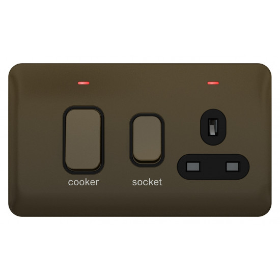 Lisse Mocha Bronze 45A Cooker Unit c/w Socket Lisse Mocha Bronze 45A Cooker Unit c/w Socket