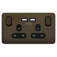 Lisse Mocha Bronze 2G 13A Sw/Skt USB