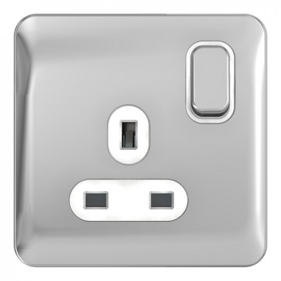 Lisse Polished Chrome 1G 13A Sw/Socket WHI Lisse Polished Chrome 1G 13A Sw/Socket WHI