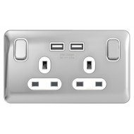 Lisse Polished Chrome 2G 13amp Sw/Socket USB WHI