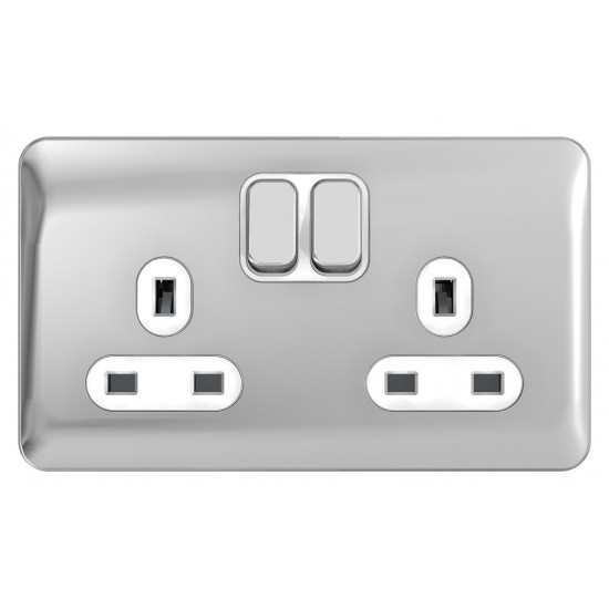 Lisse Polished Chrome 2G 13A Sw/Socket WHI Lisse Polished Chrome 2G 13A Sw/Socket WHI