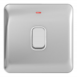 Lisse Polished Chrome 20A DP Switch/LED WHI