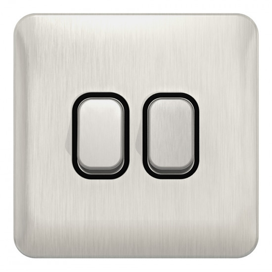 Lisse Stainless Steel 2G 2W Switch BLK Lisse Stainless Steel 2G 2W Switch BLK