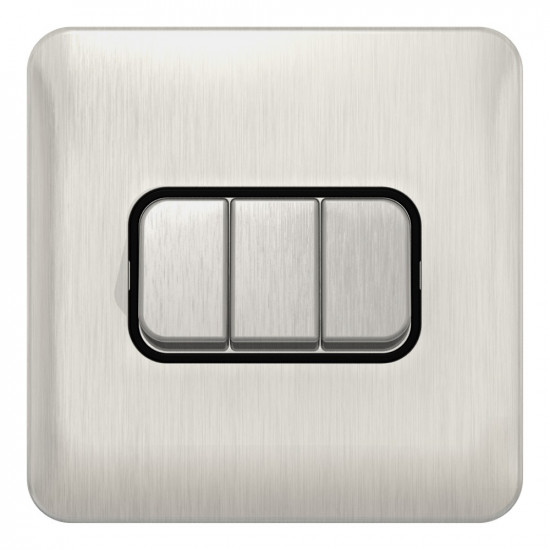 Lisse Stainless Steel 3G 2W Switch BLK Lisse Stainless Steel 3G 2W Switch BLK