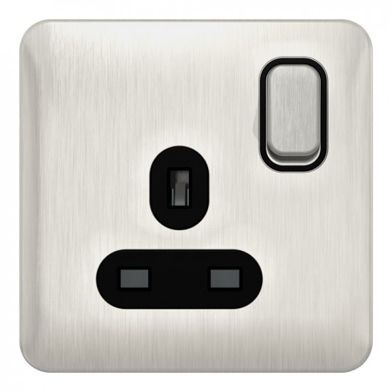 Lisse Stainless Steel 1G 13A Sw/Socket BLK Lisse Stainless Steel 1G 13A Sw/Socket BLK