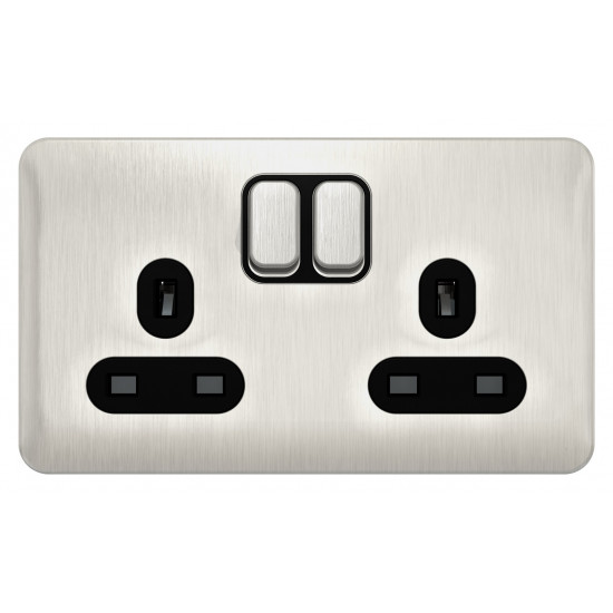 Lisse Stainless Steel 2G 13A Sw/Socket BLK Lisse Stainless Steel 2G 13A Sw/Socket BLK