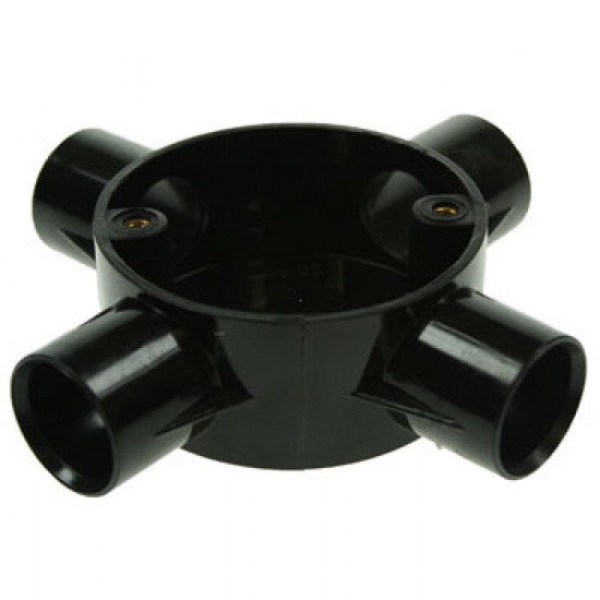 PVC 25mm Four Way Box Black PVC 25mm Four Way Box Black